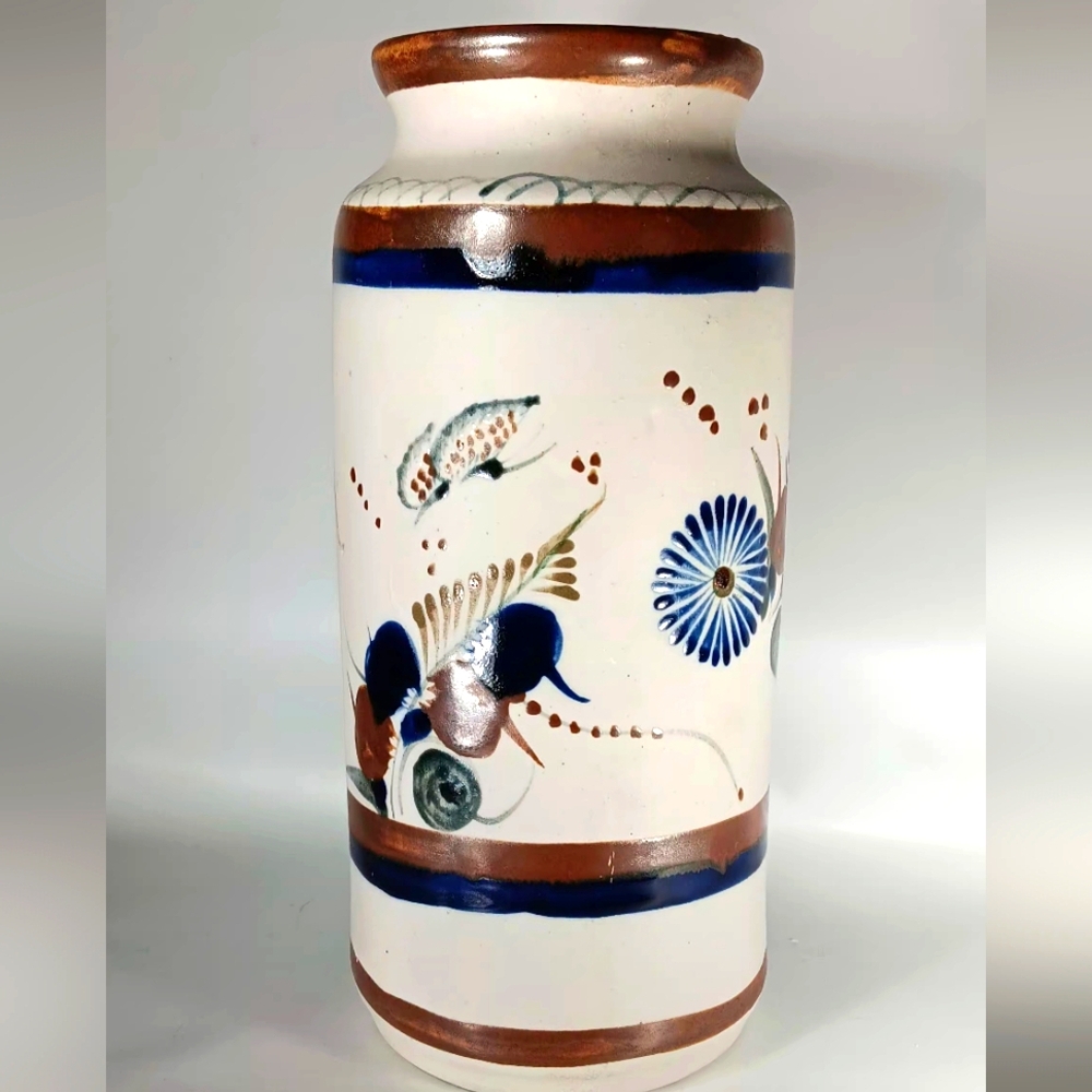 Tonala Mexican Pottery Vase Signed Santana